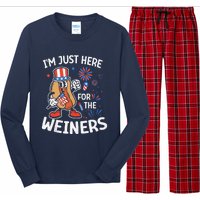 IM Just Here For The Weiners Funny Usa 4th Of July Long Sleeve Pajama Set