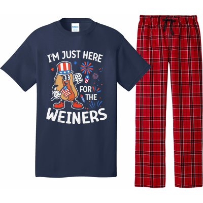 IM Just Here For The Weiners Funny Usa 4th Of July Pajama Set