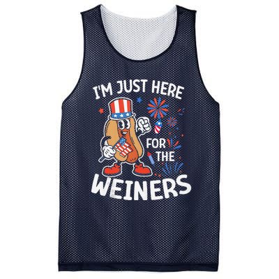 IM Just Here For The Weiners Funny Usa 4th Of July Mesh Reversible Basketball Jersey Tank