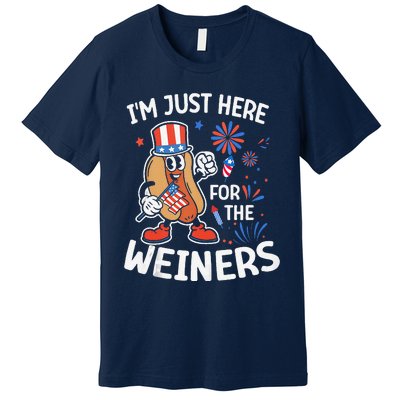 IM Just Here For The Weiners Funny Usa 4th Of July Premium T-Shirt