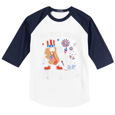 IM Just Here For The Weiners Funny Usa 4th Of July Baseball Sleeve Shirt