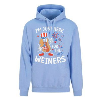 IM Just Here For The Weiners Funny Usa 4th Of July Unisex Surf Hoodie