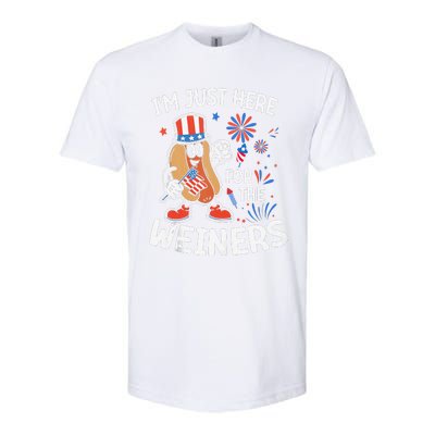 IM Just Here For The Weiners Funny Usa 4th Of July Softstyle CVC T-Shirt