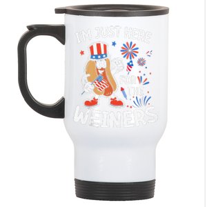 IM Just Here For The Weiners Funny Usa 4th Of July Stainless Steel Travel Mug