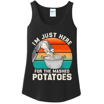 IM Just Here For The Mashed Potatoes Cute Thanksgiving Food Ladies Essential Tank