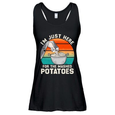 IM Just Here For The Mashed Potatoes Cute Thanksgiving Food Ladies Essential Flowy Tank