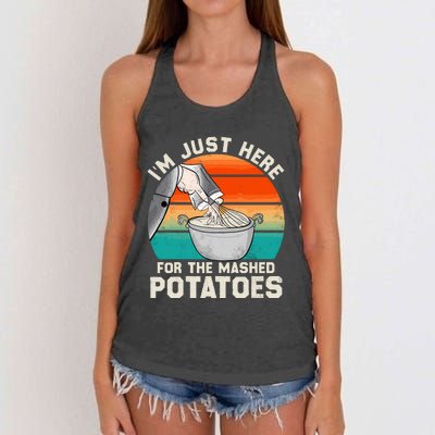 IM Just Here For The Mashed Potatoes Cute Thanksgiving Food Women's Knotted Racerback Tank