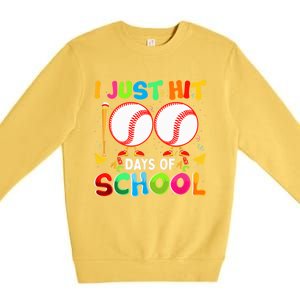 I Just Hit 100 Days Of School Baseball 100th Day Funny Gift Premium Crewneck Sweatshirt