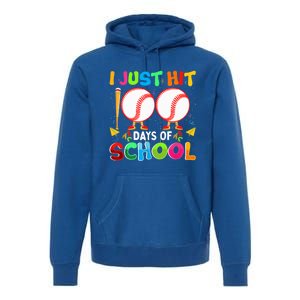 I Just Hit 100 Days Of School Baseball 100th Day Funny Gift Premium Hoodie