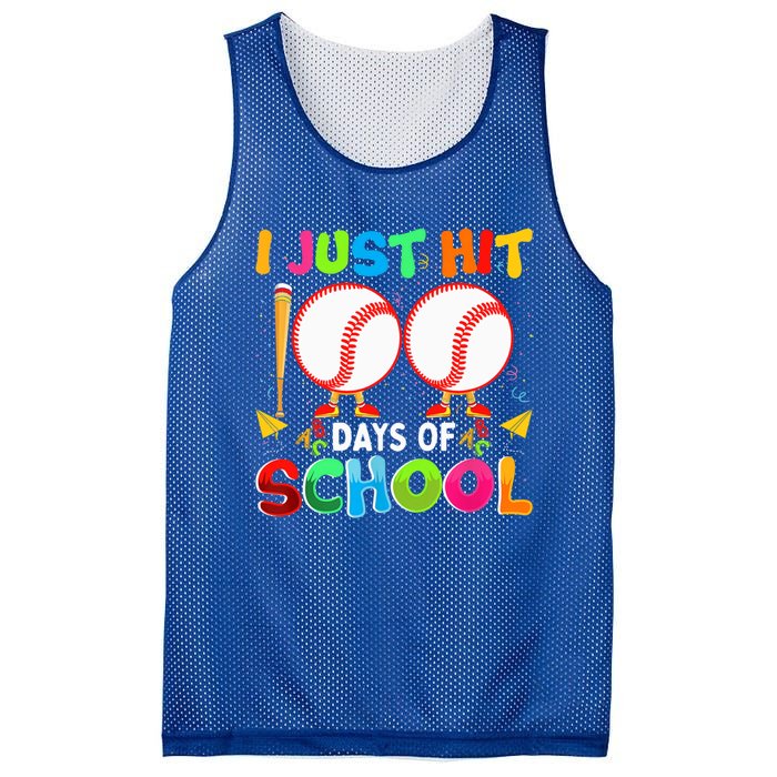 I Just Hit 100 Days Of School Baseball 100th Day Funny Gift Mesh Reversible Basketball Jersey Tank