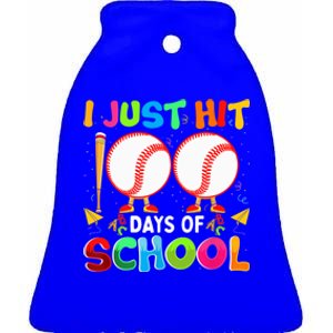 I Just Hit 100 Days Of School Baseball 100th Day Funny Gift Ceramic Bell Ornament