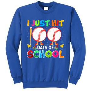 I Just Hit 100 Days Of School Baseball 100th Day Funny Gift Tall Sweatshirt