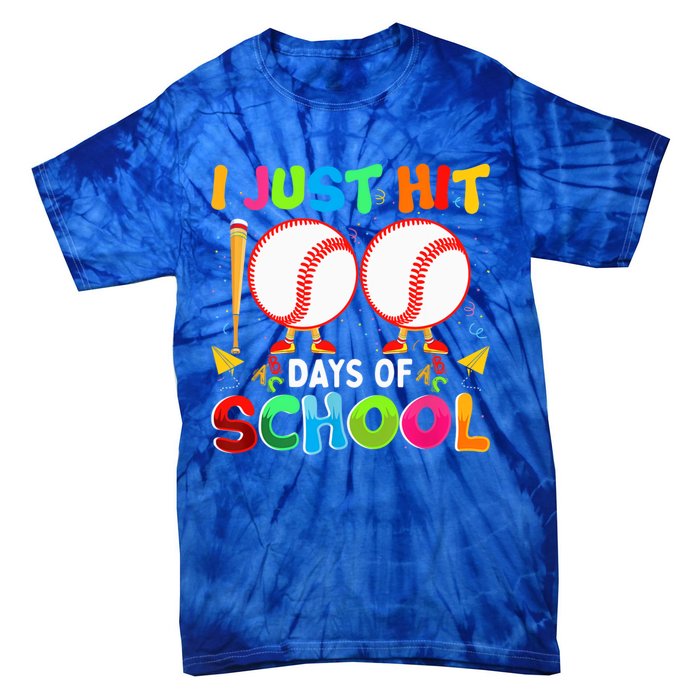 I Just Hit 100 Days Of School Baseball 100th Day Funny Gift Tie-Dye T-Shirt