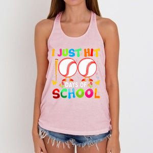 I Just Hit 100 Days Of School Baseball 100th Day Funny Gift Women's Knotted Racerback Tank