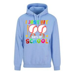 I Just Hit 100 Days Of School Baseball 100th Day Funny Gift Unisex Surf Hoodie