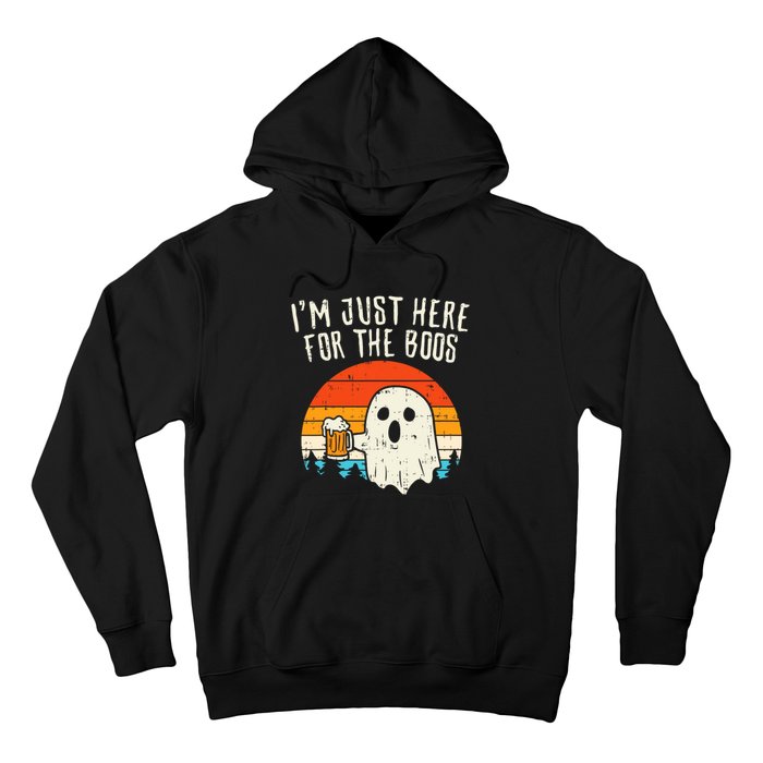 Im Just Here For The Boos Retro Ghost Beer Halloween Costume Hoodie