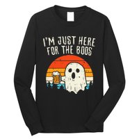 Im Just Here For The Boos Retro Ghost Beer Halloween Costume Long Sleeve Shirt