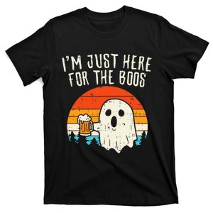 Im Just Here For The Boos Retro Ghost Beer Halloween Costume T-Shirt