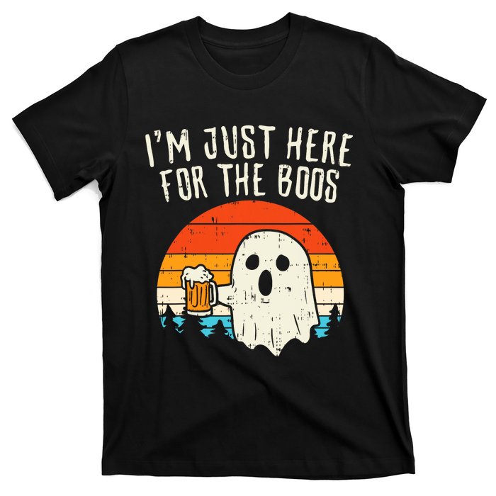 Im Just Here For The Boos Retro Ghost Beer Halloween Costume T-Shirt