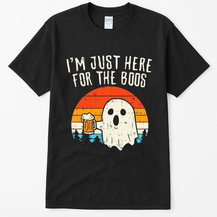 Im Just Here For The Boos Retro Ghost Beer Halloween Costume Tall T-Shirt