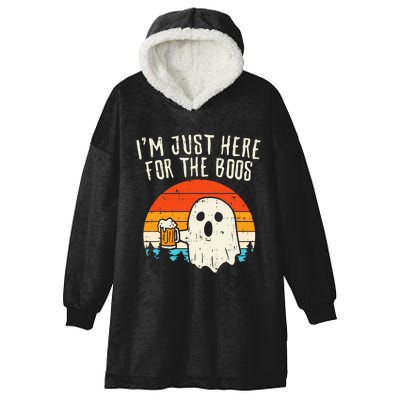 Im Just Here For The Boos Retro Ghost Beer Halloween Costume Hooded Wearable Blanket