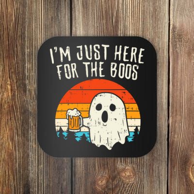 Im Just Here For The Boos Retro Ghost Beer Halloween Costume Coaster