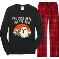 Im Just Here For The Boos Retro Ghost Beer Halloween Costume Long Sleeve Pajama Set