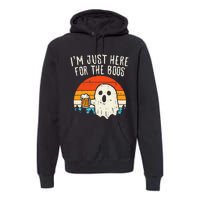 Im Just Here For The Boos Retro Ghost Beer Halloween Costume Premium Hoodie