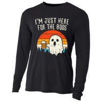 Im Just Here For The Boos Retro Ghost Beer Halloween Costume Cooling Performance Long Sleeve Crew