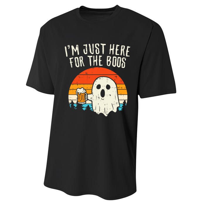 Im Just Here For The Boos Retro Ghost Beer Halloween Costume Performance Sprint T-Shirt