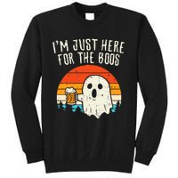 Im Just Here For The Boos Retro Ghost Beer Halloween Costume Tall Sweatshirt