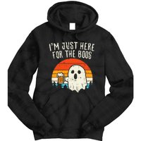 Im Just Here For The Boos Retro Ghost Beer Halloween Costume Tie Dye Hoodie