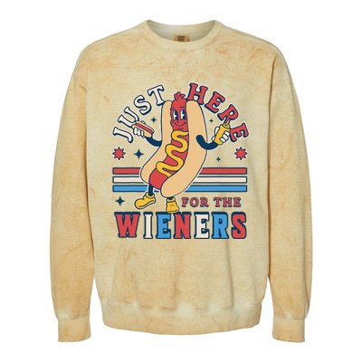 I'm Just Here for the Wieners 4th of July Hot Dog Funny Colorblast Crewneck Sweatshirt