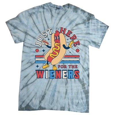 I'm Just Here for the Wieners 4th of July Hot Dog Funny Tie-Dye T-Shirt