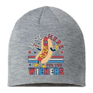 I'm Just Here for the Wieners 4th of July Hot Dog Funny Sustainable Beanie