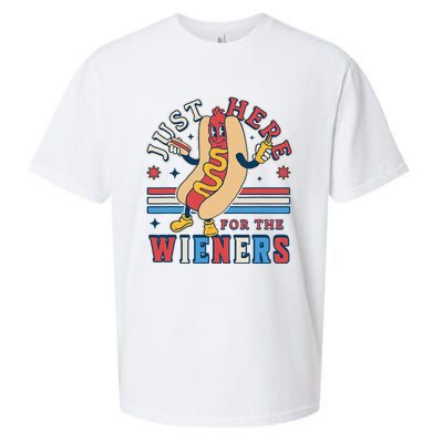 I'm Just Here for the Wieners 4th of July Hot Dog Funny Sueded Cloud Jersey T-Shirt