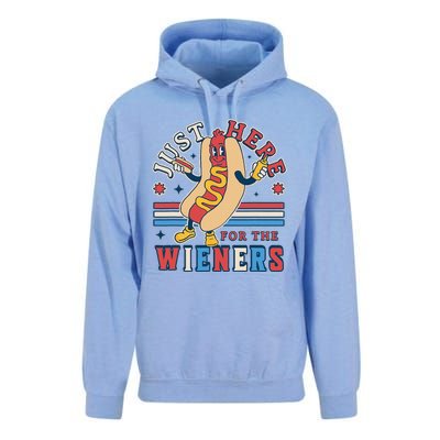 I'm Just Here for the Wieners 4th of July Hot Dog Funny Unisex Surf Hoodie