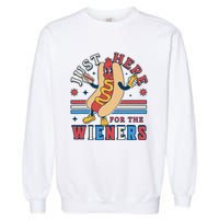 I'm Just Here for the Wieners 4th of July Hot Dog Funny Garment-Dyed Sweatshirt