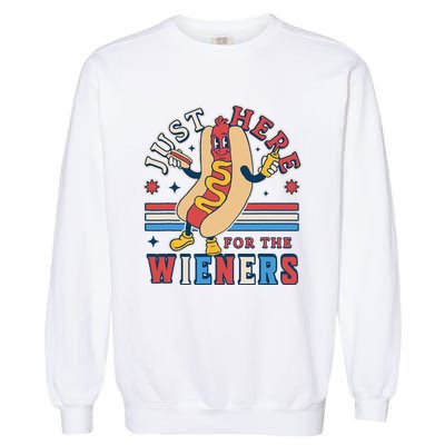 I'm Just Here for the Wieners 4th of July Hot Dog Funny Garment-Dyed Sweatshirt