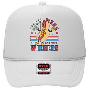 I'm Just Here for the Wieners 4th of July Hot Dog Funny High Crown Mesh Back Trucker Hat