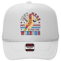 I'm Just Here for the Wieners 4th of July Hot Dog Funny High Crown Mesh Back Trucker Hat