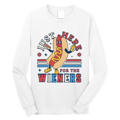 I'm Just Here for the Wieners 4th of July Hot Dog Funny Long Sleeve Shirt