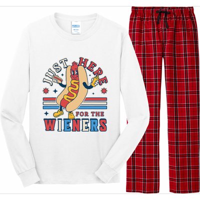 I'm Just Here for the Wieners 4th of July Hot Dog Funny Long Sleeve Pajama Set