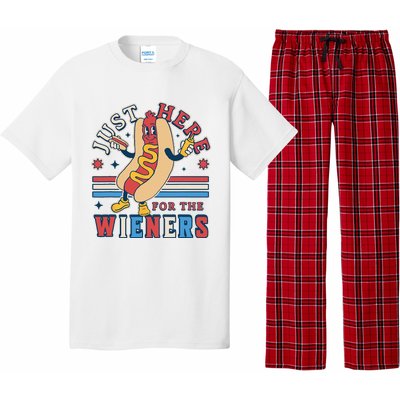 I'm Just Here for the Wieners 4th of July Hot Dog Funny Pajama Set