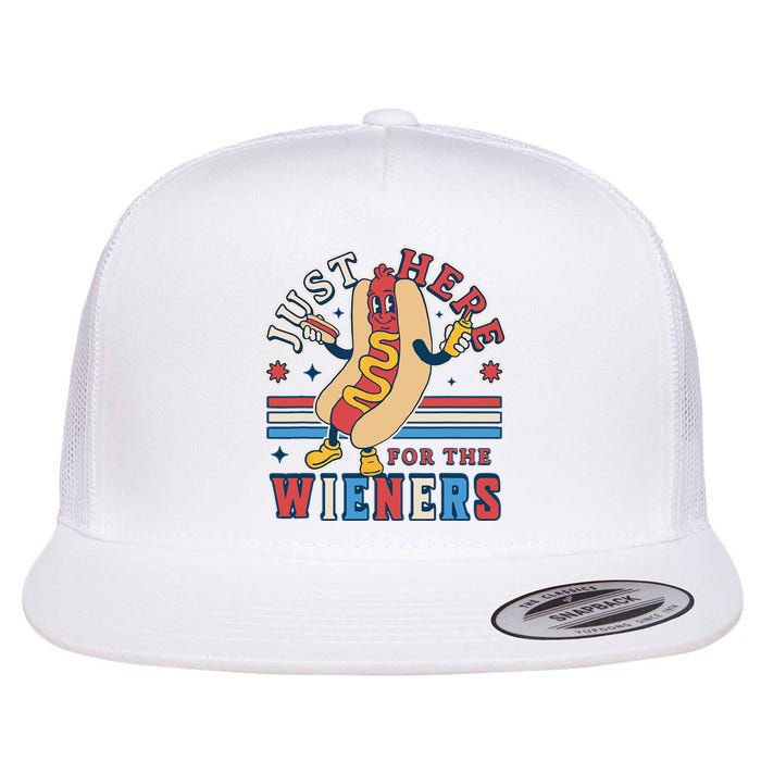 I'm Just Here for the Wieners 4th of July Hot Dog Funny Flat Bill Trucker Hat