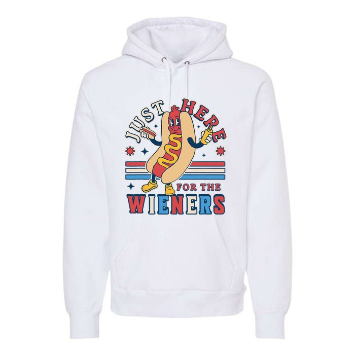 I'm Just Here for the Wieners 4th of July Hot Dog Funny Premium Hoodie