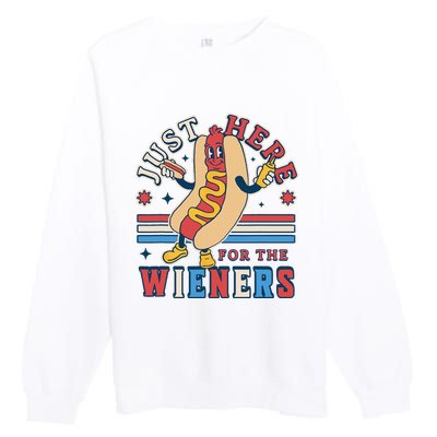 I'm Just Here for the Wieners 4th of July Hot Dog Funny Premium Crewneck Sweatshirt