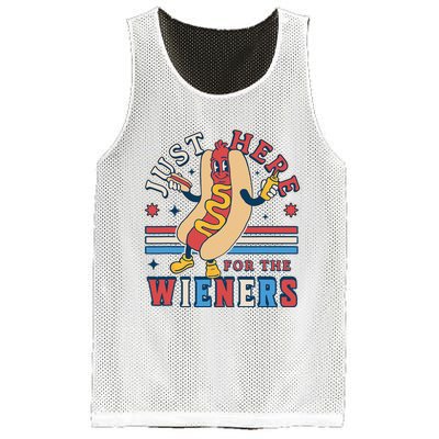 I'm Just Here for the Wieners 4th of July Hot Dog Funny Mesh Reversible Basketball Jersey Tank