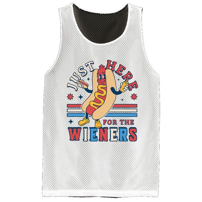 I'm Just Here for the Wieners 4th of July Hot Dog Funny Mesh Reversible Basketball Jersey Tank