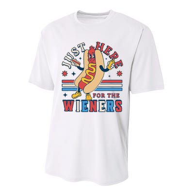 I'm Just Here for the Wieners 4th of July Hot Dog Funny Performance Sprint T-Shirt